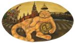 Лена Зайдель. Кот (с портретом М.Генделева и Н.Коноплевой) Сухая пастель на бумаге (45 Х 130 см) 2009