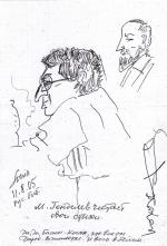 Валерий Корнблит (Сонин). М. Генделев читает свои стихи. Карандаш набумаге. 2005